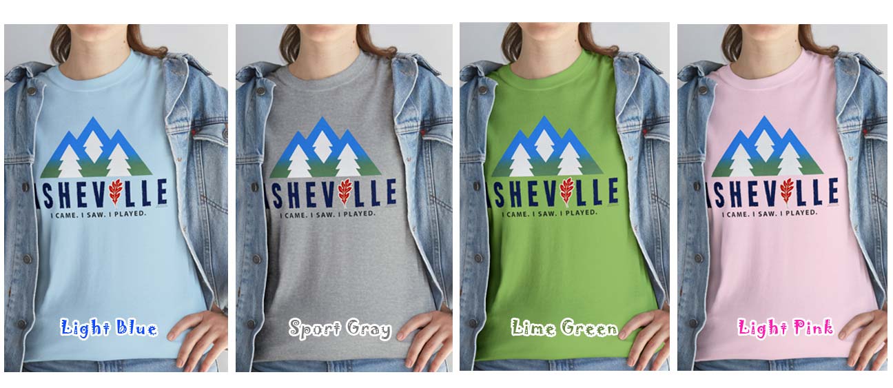 asheville mountains i came i saw i played logo wholesale t-shirt