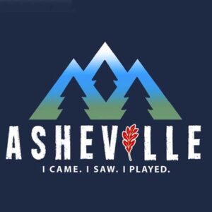 asheville i came i saw i played mountain logo navy t-shirts