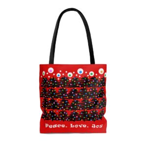 peace love joy christmas trees wholesale tote bags