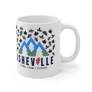 asheville I came I saw I played mountains leaves wholesale mugs