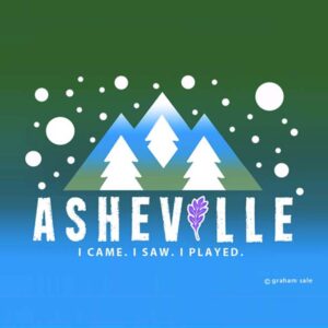 asheville mountains i came i saw i played logo winter t-shirt