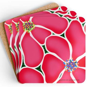 poinsettia holiday flowers drink coasters